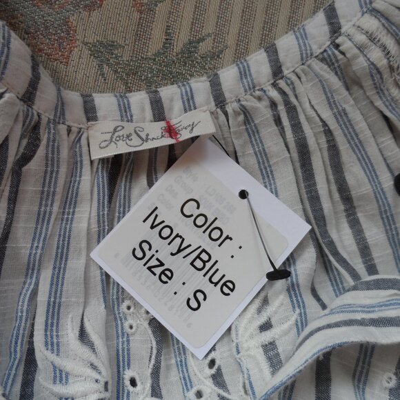 New LoveShackFancy Blue/Ivory Striped Maxi Dress Size S - Picture 15 of 16
